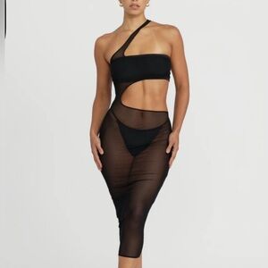 Riot Swim Sz Large Mila Mesh Swim Coverup/Dress Black Stretchy NWT